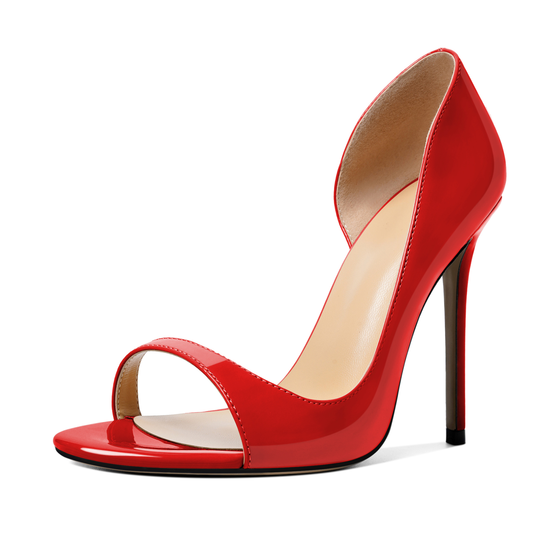 SAMMITOP red slingback stiletto heels with smooth curve design and 10 cm heel