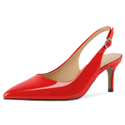 Red SAMMITOP Slingback Kitten Heels, chic pointed toe slingback heels for women