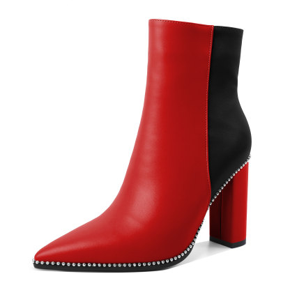 Red and white SAMMITOP ankle boots with zipper