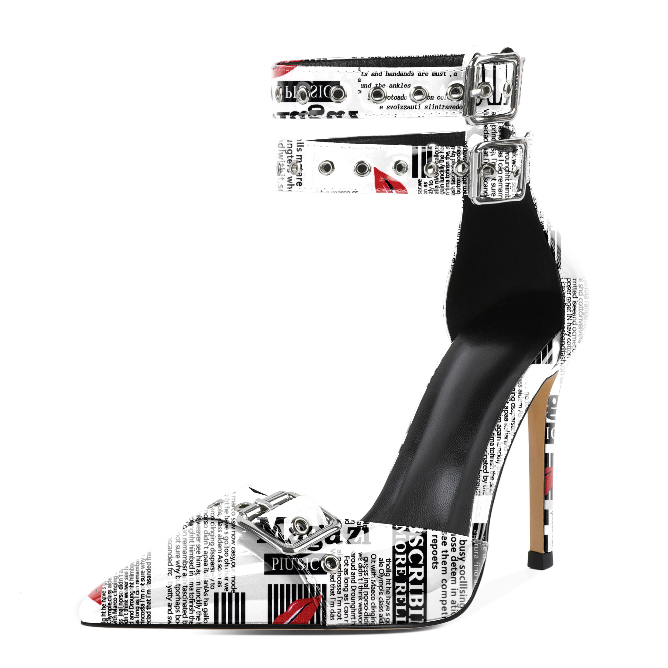 Romantic red lips pointed toe heels with chic design