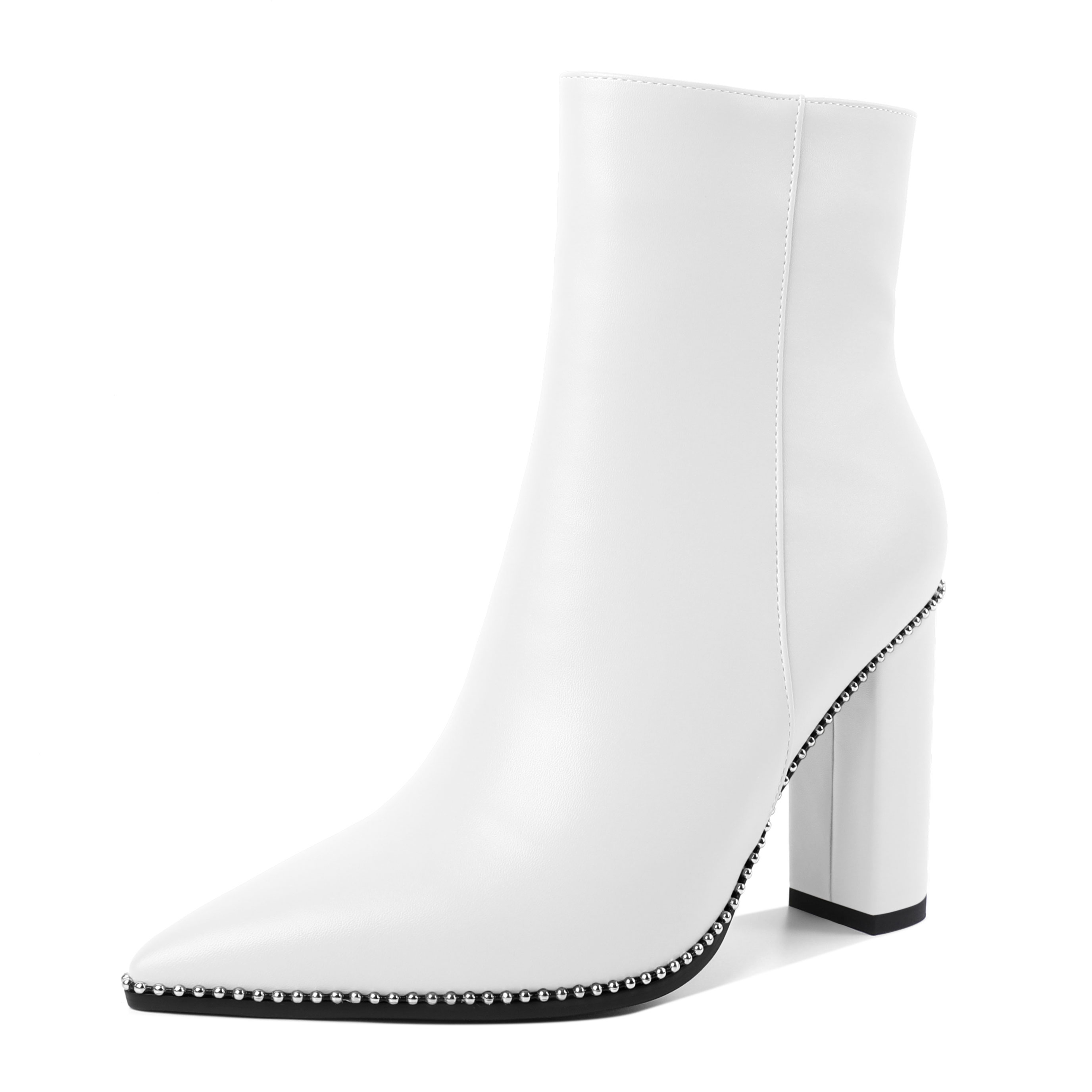 White SAMMITOP pointed toe boots with beaded detail