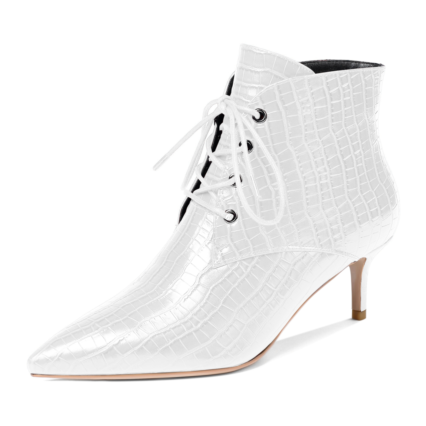 White croc-textured ankle boots with pointed toe – SAMMITOP