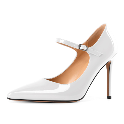 SAMMITOP 4" Mary Jane High Heel Pumps with Ankle Strap