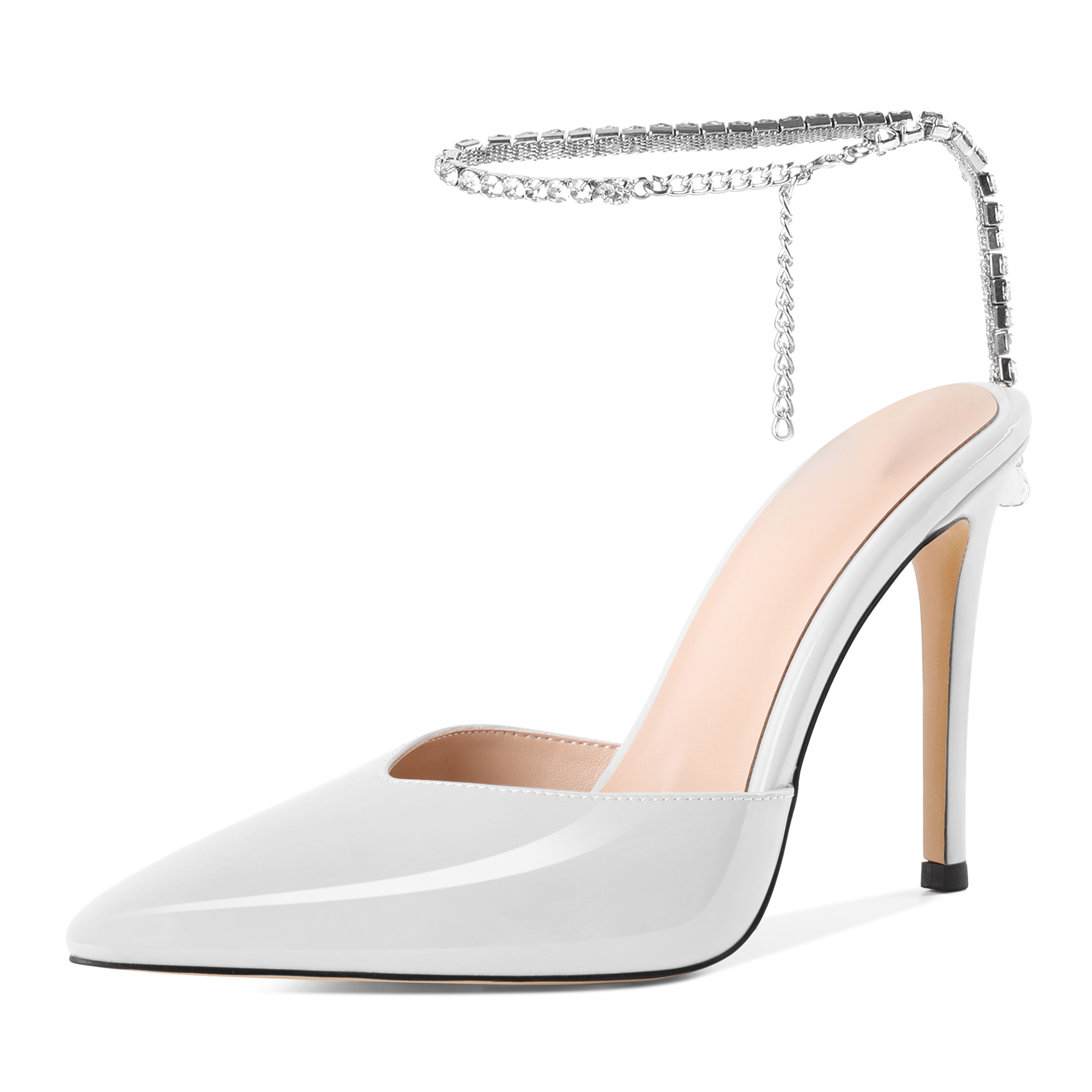 SAMMITOP 4 Inch Ankle Straps Rhinestones Buckle Sandals