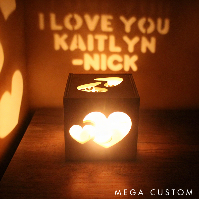 Personalized Magic Box Romantic Projection Lamp with Heart and Text Design Perfect for Valentine's Day Anniversary or Bedroom Decor Birthday Gift for Women Anniversary Gift for Her