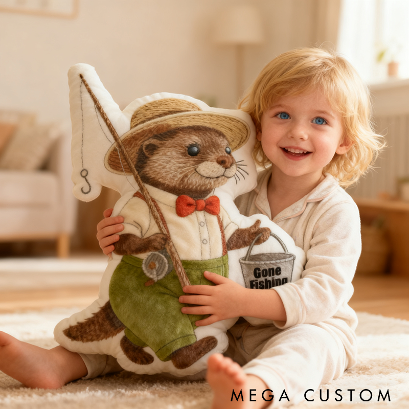Personalized Fishing Otter Pillow Cute Fishing Pillow Perfect Gift for Anglers and Home Comfort