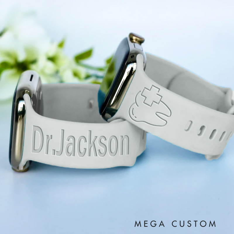 Personalized Dental Engraved Apple Watch Band for Nurse and Dentisit Custom Name Watch Band Gift