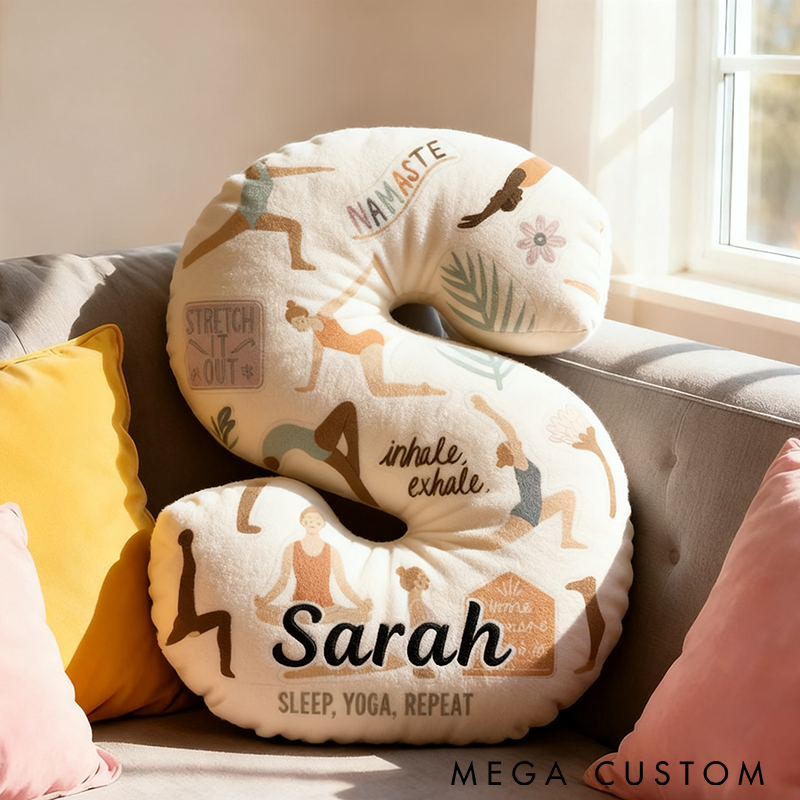 Personalized Yoga Letter Pillow Yoga Pillow Custom Name Graphic 3D Print Perfect for Yoga Enthusiasts and Home Decor