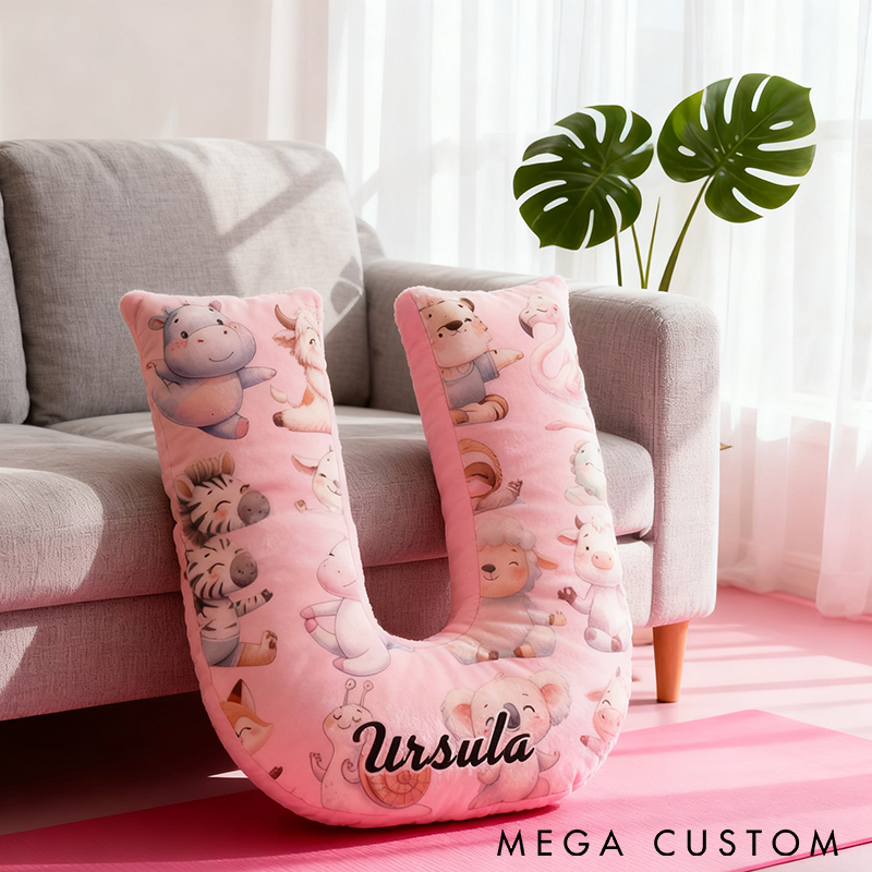 Personalized Yoga Letter Pillow Funny Yoga Pillow Custom Name Cushion with Cute Animal Yoga Poses Soft and Fun Gift for Yoga Enthusiasts and Kids Room Decor