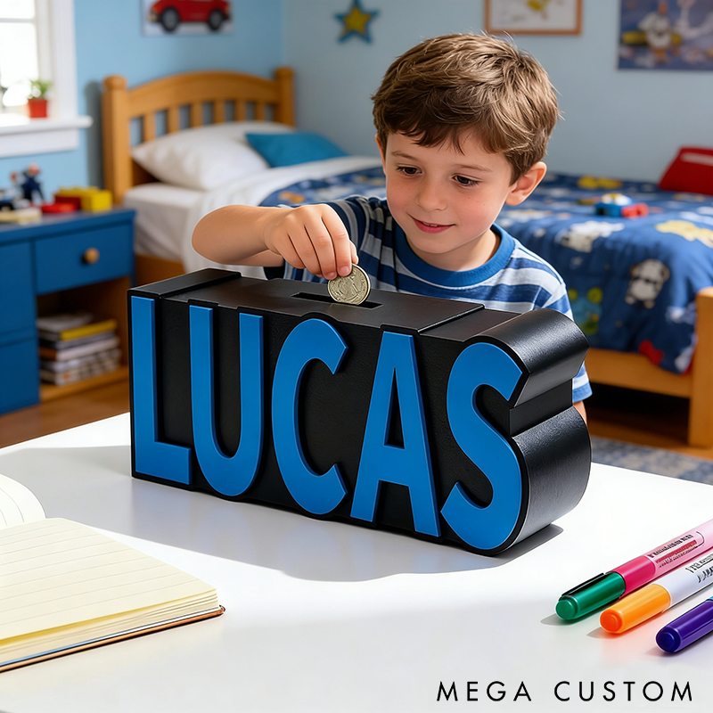 Personalized Name Piggy Bank Custom Letter Design Coin Bank for Kids Fun Money-Saving Gift and Room Decoration