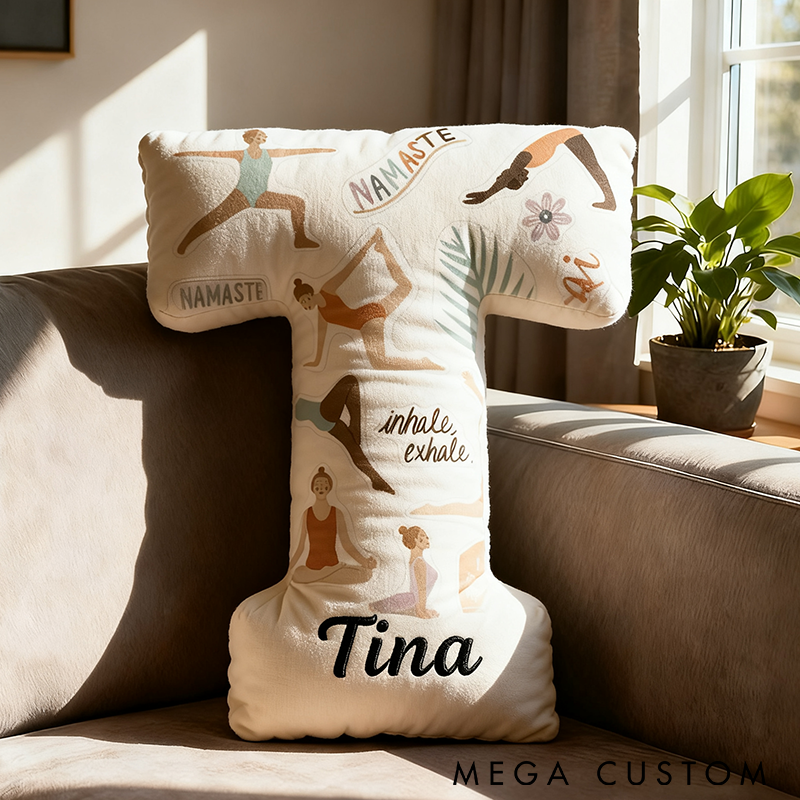Personalized Yoga Letter Pillow Yoga Pillow Custom Name Graphic 3D Print Perfect for Yoga Enthusiasts and Home Decor
