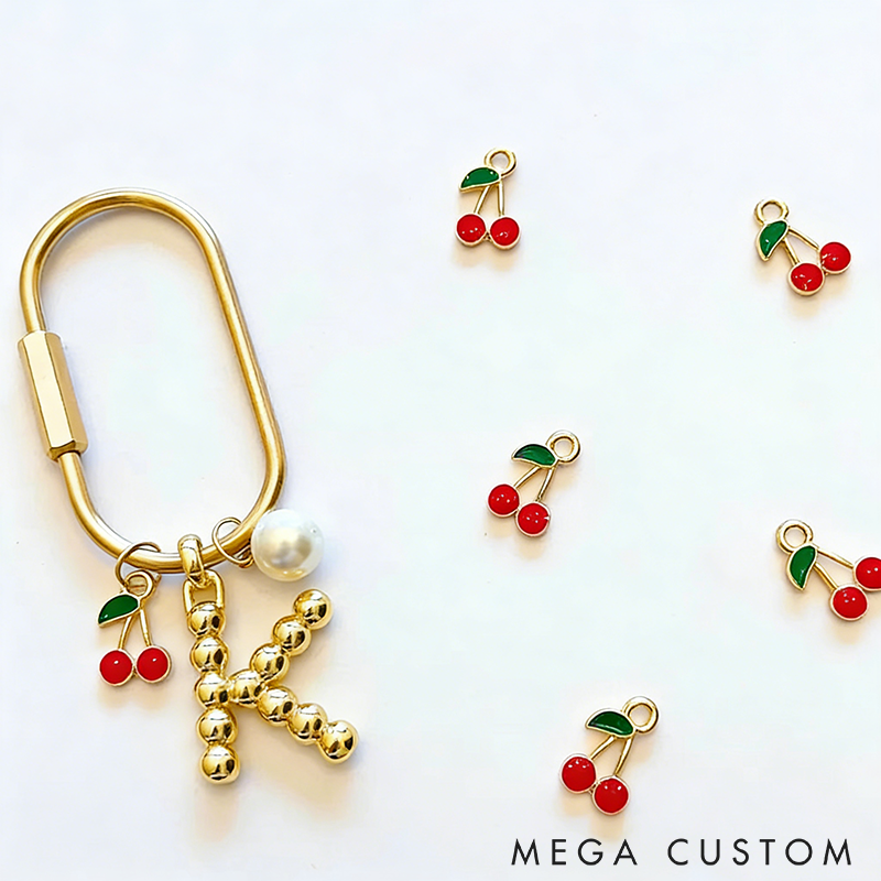 Personalized Gold Letter Keyring with Cute Charms Custom Initial Keychains Initial Bag Charm Gold Heart Keychains Letters Charm Aesthetic Keychains Perfect for Bags Keys or Gift Giving