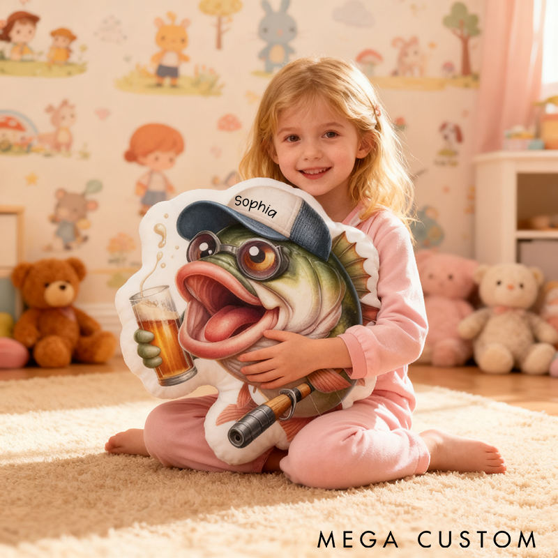 Personalized Fishing Pillow Funny Fishing Pillow Custom Name Cushion with Funny Cartoon Fish Design Graphic 3D Print Soft and Perfect Gift for Fishing Enthusiasts and Home Decor