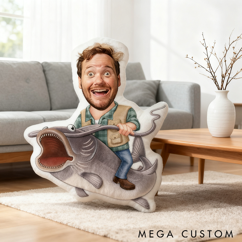 Personalized Fishing Pillow Funny Cartoon Pillow Custom Face Pillow Perfect Gift for Fishing Lovers