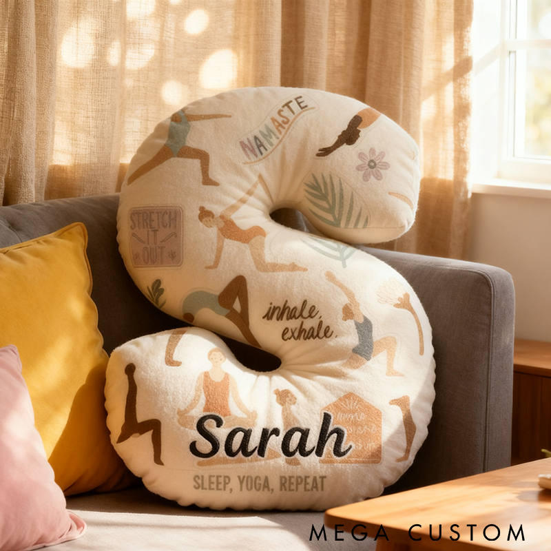 Personalized Yoga Letter Pillow Yoga Pillow Custom Name Graphic 3D Print Perfect for Yoga Enthusiasts and Home Decor