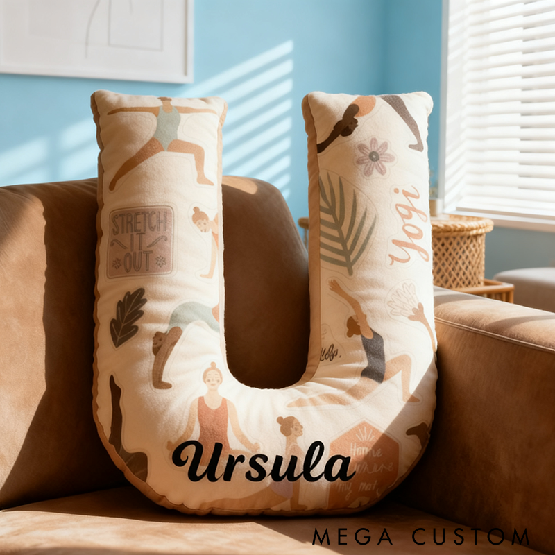 Personalized Yoga Letter Pillow Yoga Pillow Custom Name Graphic 3D Print Perfect for Yoga Enthusiasts and Home Decor