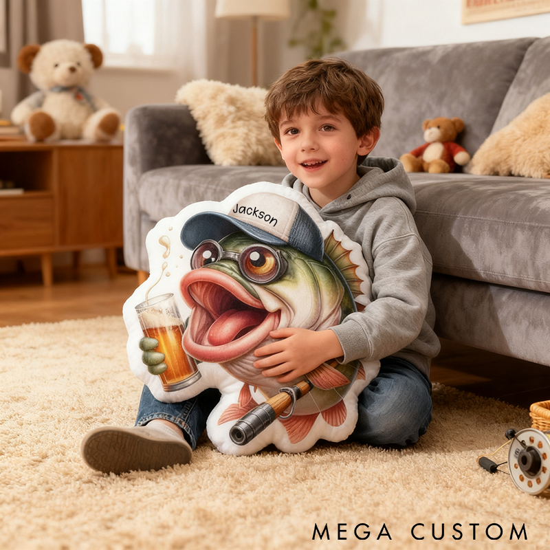 Personalized Fishing Pillow Funny Fishing Pillow Custom Name Cushion with Funny Cartoon Fish Design Graphic 3D Print Soft and Perfect Gift for Fishing Enthusiasts and Home Decor