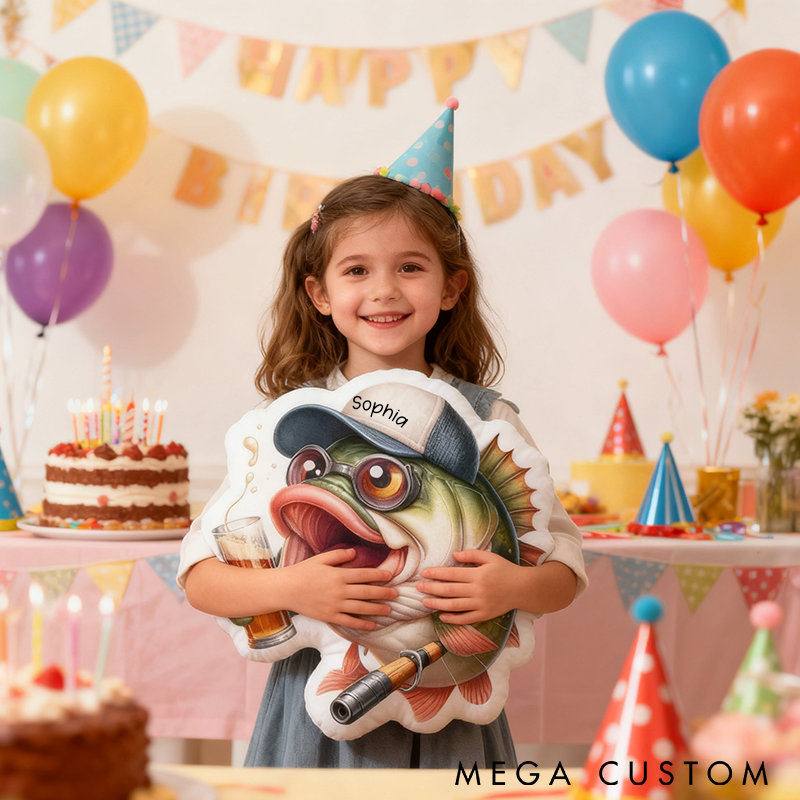 Personalized Fishing Pillow Funny Fishing Pillow Custom Name Cushion with Funny Cartoon Fish Design Graphic 3D Print Soft and Perfect Gift for Fishing Enthusiasts and Home Decor