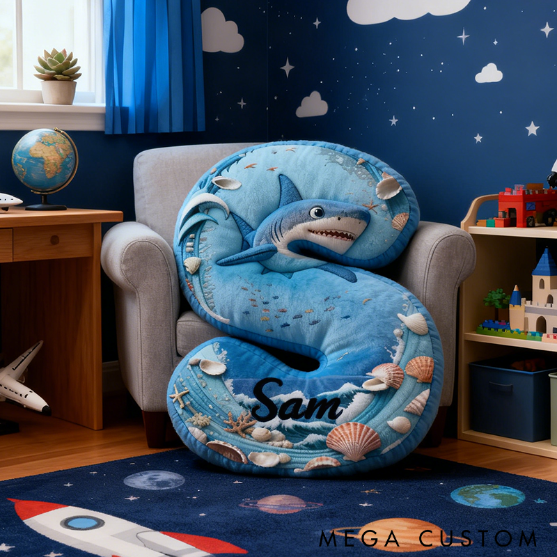 Personalized Shark Pillow Ocean and Fishing Theme Custom Name Graphic 3D Print Soft Decorative Gift for Fishing Enthusiasts and Ocean Lovers