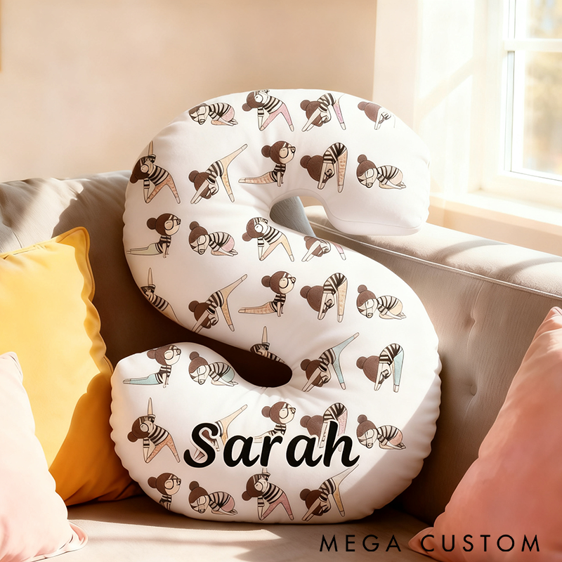 Personalized Yoga Letter Pillow Cute Yoga Pillow Custom Name Pillow Graphic 3D Print Ideal for Yoga Enthusiasts and Home Decor 