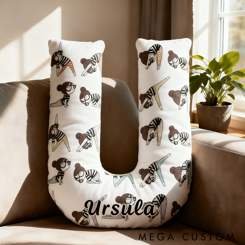 Personalized Yoga Letter Pillow Cute Yoga Pillow Custom Name Pillow Graphic 3D Print Ideal for Yoga Enthusiasts and Home Decor 