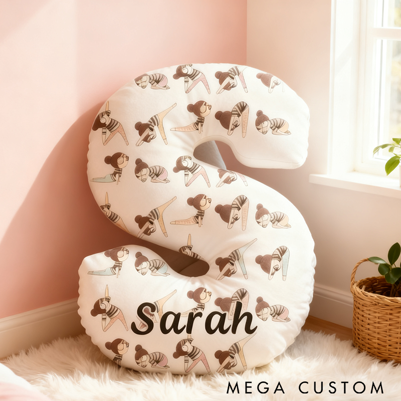 Personalized Yoga Letter Pillow Cute Yoga Pillow Custom Name Pillow Graphic 3D Print Ideal for Yoga Enthusiasts and Home Decor 