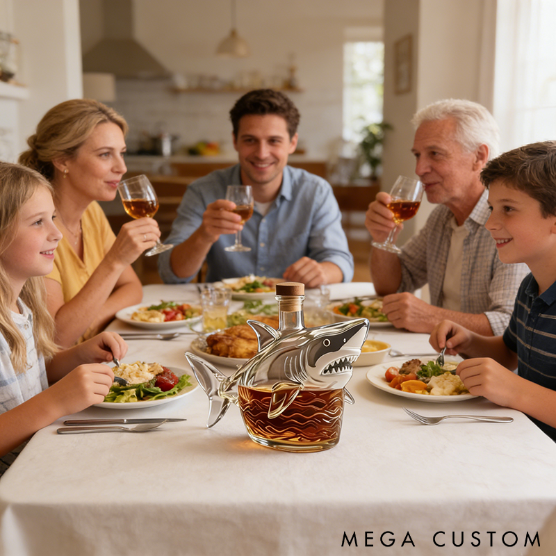 Shark-Shaped Glass Decanter Unique Whiskey and Wine Bottle Creative Design Perfect for Home Bar or Gift High-Quality Glass