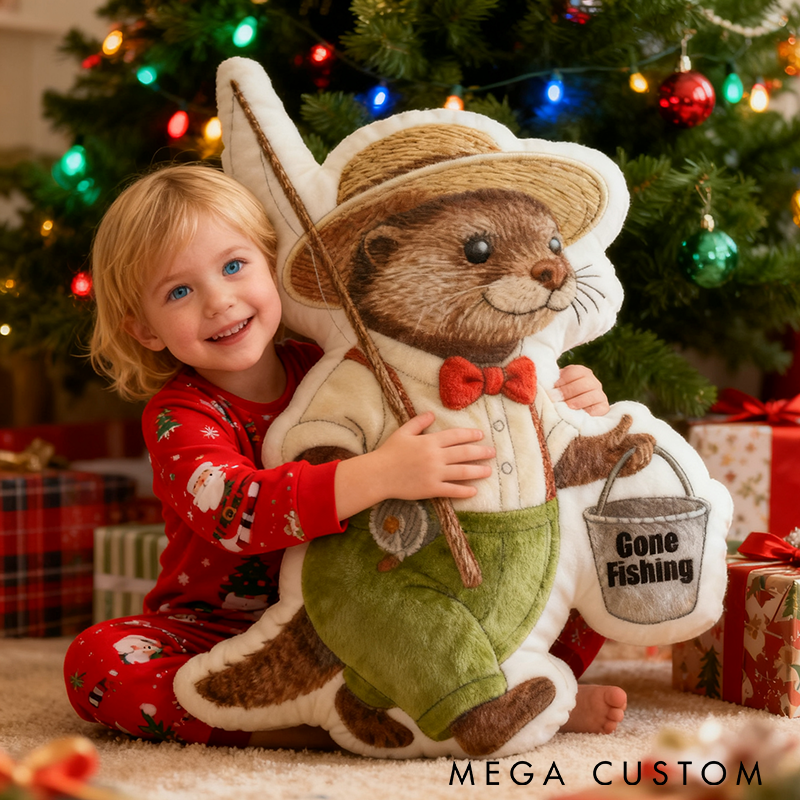 Personalized Fishing Otter Pillow Cute Fishing Pillow Perfect Gift for Anglers and Home Comfort