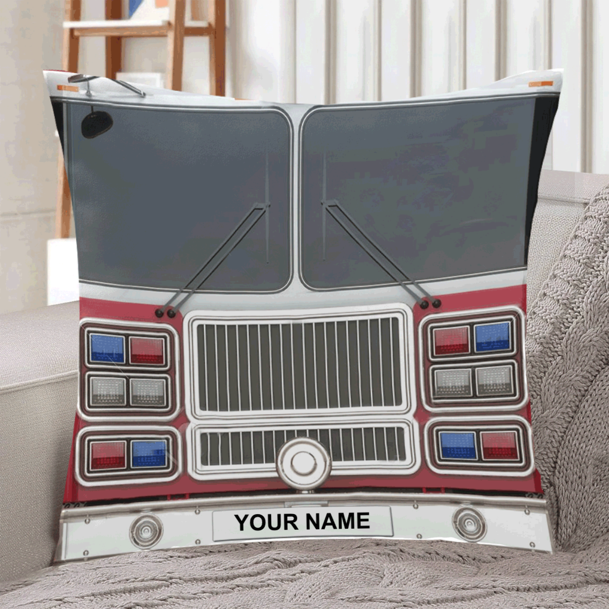 Personalized Fire Truck Pillow with Custom Name or License Plate Unique Gift for Firefighters and Fire Truck Enthusiasts