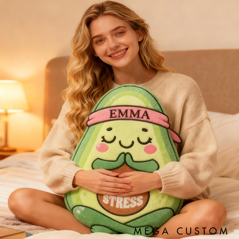 Personalized Avocado Yoga Pillow Yoga Meditation Pillow Custom Name Pillow No Stress Design for Relaxation and Meditation