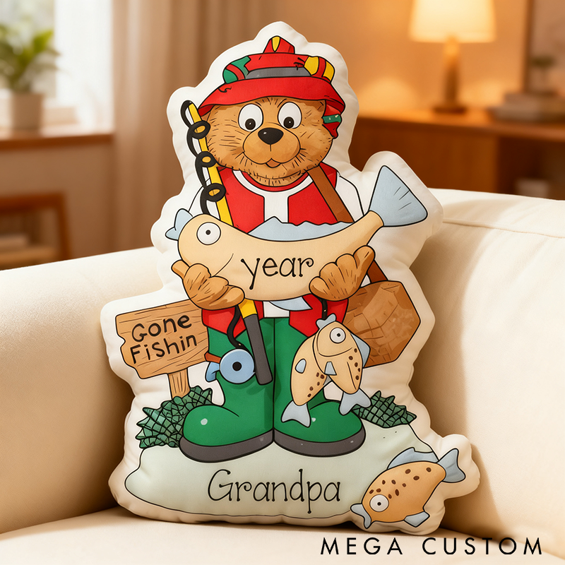 Personalized Fishing Pillow Funny Fishing Pillow Custom Name and Time Perfect Gift for Fishing Enthusiasts