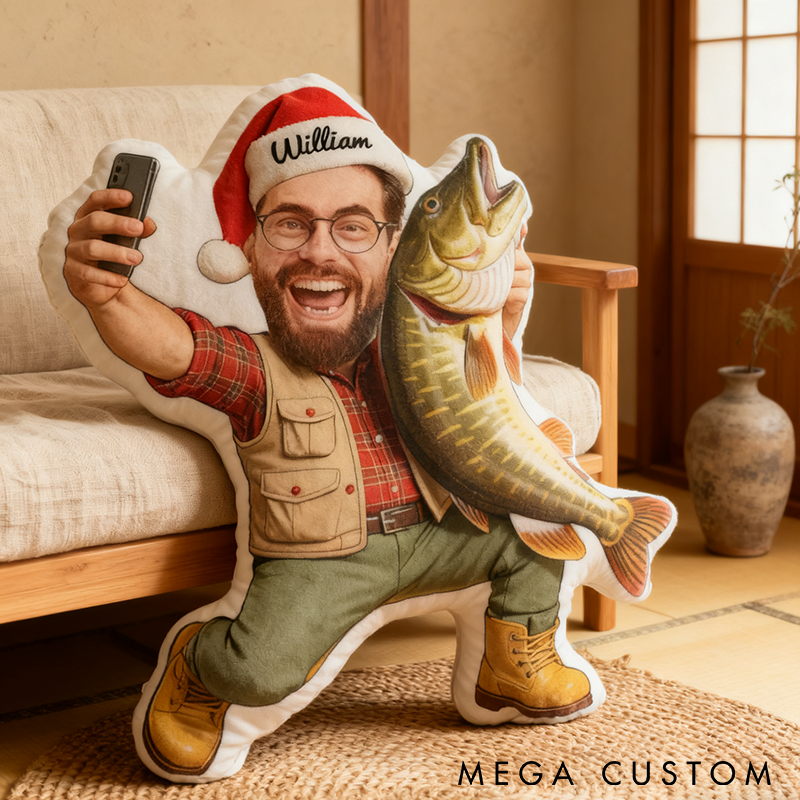 Personalized Fishing Pillow Funny Fishing Pillow Custom Photo Graphic 3D Print Perfect Gift for Fishing Enthusiasts and Cozy Home Decor