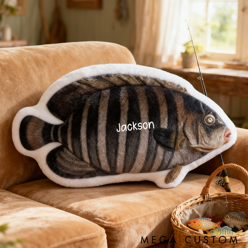 Personalized Fish Shaped Pillow Funny Fish Pillow Custom Name Cushion for Fishing Enthusiasts Realistic Design Graphic 3D Print Soft Soft and Perfect for Young Fishing Lovers Home Decor or Gifts