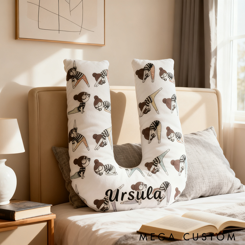 Personalized Yoga Letter Pillow Cute Yoga Pillow Custom Name Pillow Graphic 3D Print Ideal for Yoga Enthusiasts and Home Decor 