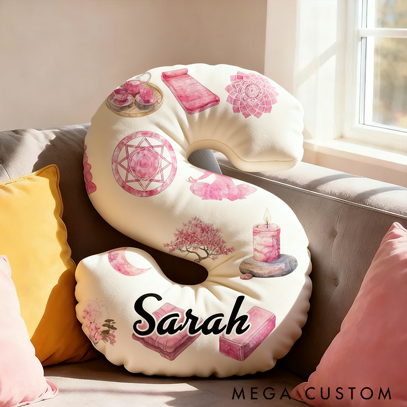 Personalized Yoga Pillow Custom Funny Yoga Pillow Letter and Name Pillow with Zen and Meditation Design Graphic 3D Print Soft and Relaxing Gift for Yoga Lovers and Home Decor