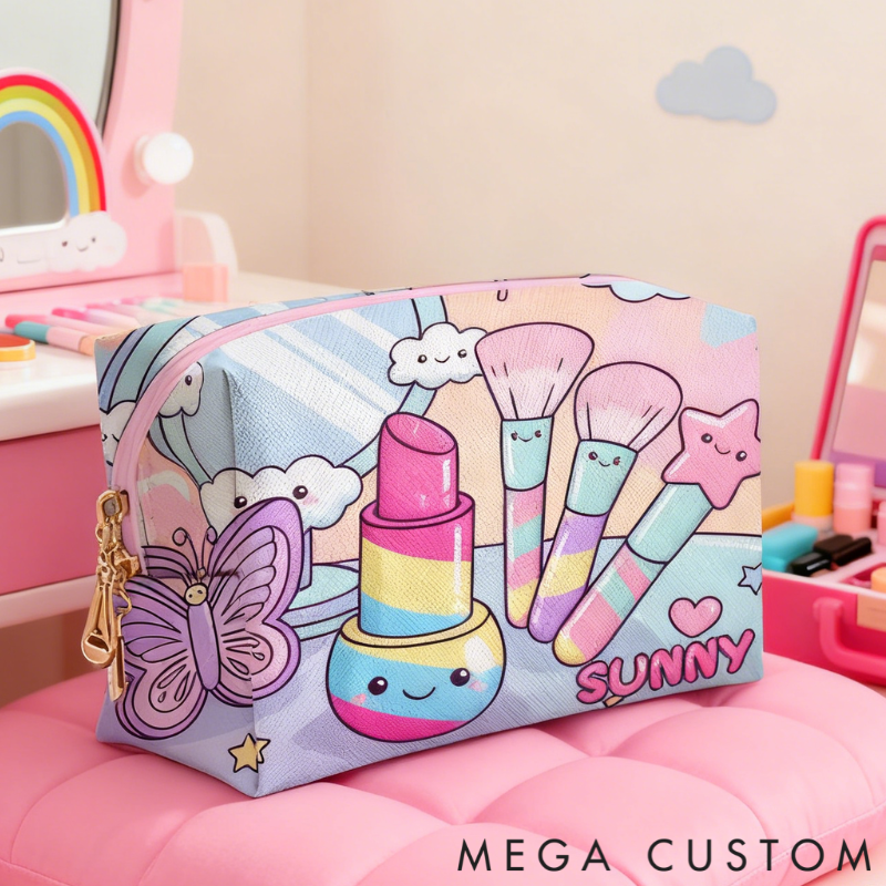 Personalized Magical Makeup Tool Organizer Toiletry Bag Custom Name for Kids Travel Gifts and Daily Use