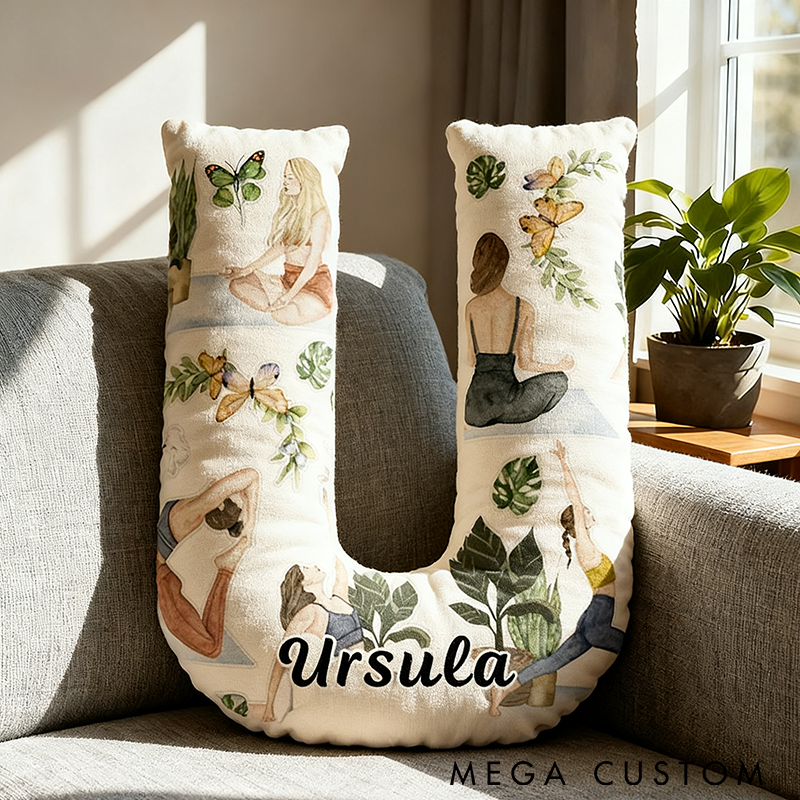 Personalized Yoga Letter Pillow Yoga Meditation Pillow Graphic 3D Print Custom Name with Nature Design Perfect for Yoga Enthusiasts and Home Decor 