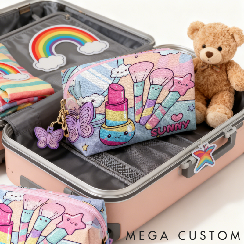 Personalized Magical Makeup Tool Organizer Toiletry Bag Custom Name for Kids Travel Gifts and Daily Use
