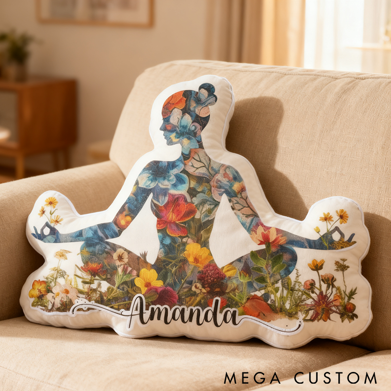 Personalized Yoga Pillow Funny Yoga Pillow Floral Meditation Pillow Custom Name Graphic 3D Print Perfect Gift for Yoga Lovers and Home Decor