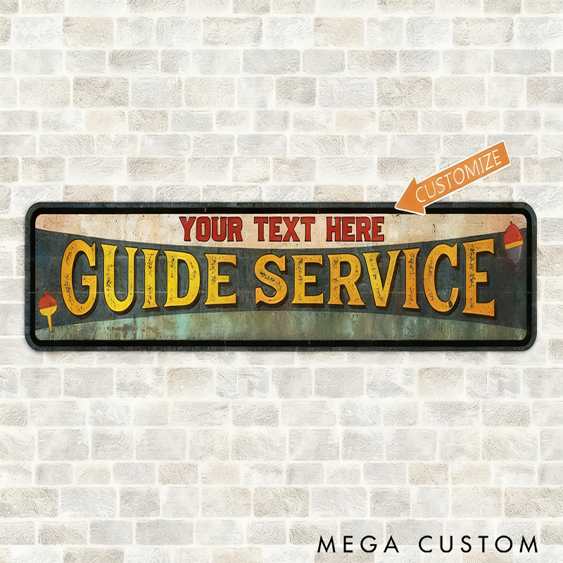 Personalized Fishing Guide Service Sign Fly Fishing Sign Custom Name Vintage Wall Decor for Fishing Enthusiasts Perfect for Cabins or Man Caves