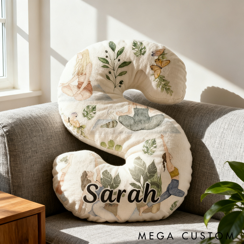 Personalized Yoga Letter Pillow Yoga Meditation Pillow Graphic 3D Print Custom Name with Nature Design Perfect for Yoga Enthusiasts and Home Decor 