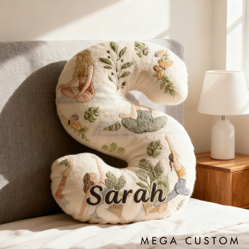 Personalized Yoga Letter Pillow Yoga Meditation Pillow Graphic 3D Print Custom Name with Nature Design Perfect for Yoga Enthusiasts and Home Decor 