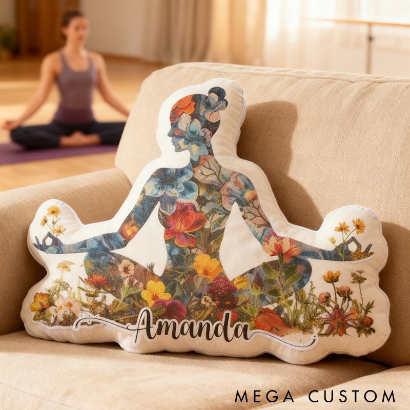 Personalized Yoga Pillow Funny Yoga Pillow Floral Meditation Pillow Custom Name Graphic 3D Print Perfect Gift for Yoga Lovers and Home Decor