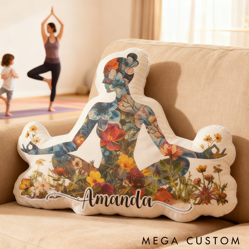 Personalized Yoga Pillow Funny Yoga Pillow Floral Meditation Pillow Custom Name Graphic 3D Print Perfect Gift for Yoga Lovers and Home Decor