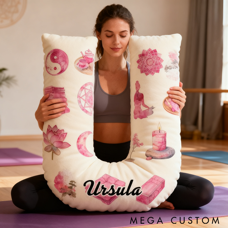 Personalized Yoga Pillow Custom Funny Yoga Pillow Letter and Name Pillow with Zen and Meditation Design Graphic 3D Print Soft and Relaxing Gift for Yoga Lovers and Home Decor