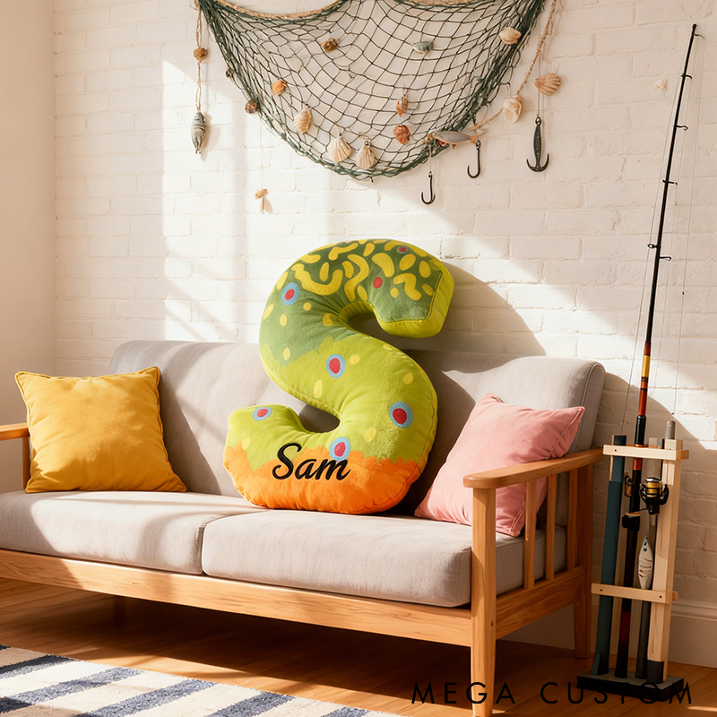 Personalized Brook Trout Letter Pillow Soft and Cozy Fish Design Custom Name Ideal Gift for Fishing Enthusiasts and Home Decor