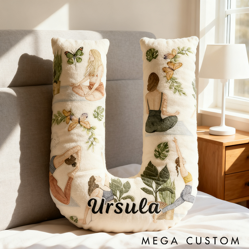 Personalized Yoga Letter Pillow Yoga Meditation Pillow Graphic 3D Print Custom Name with Nature Design Perfect for Yoga Enthusiasts and Home Decor 