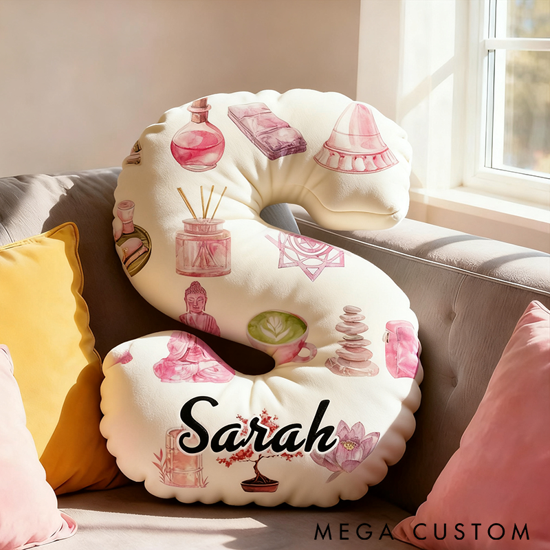 Personalized Yoga Pillow Custom Letter and Name with Zen and Meditation Design Graphic 3D Print Soft and Relaxing Gift for Yoga Enthusiasts