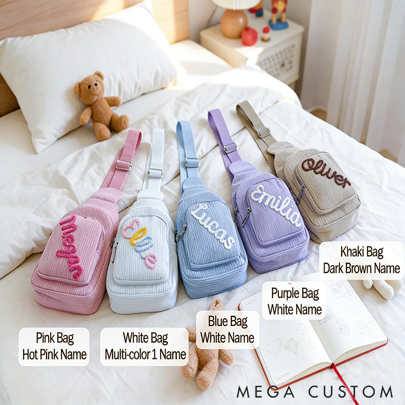 Personalized Custom Name Corduroy Sling Bag Lightweight Shoulder Bag Stylish and Practical for Daily Use Travel or Gifts