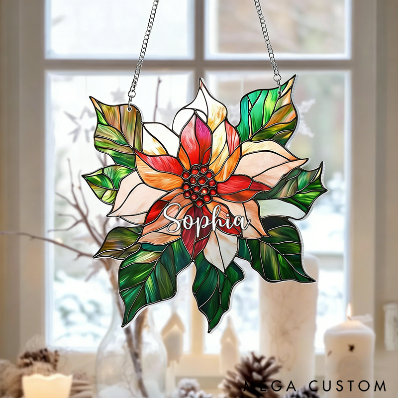 Personalized Birth Flower With Name Suncatcher Birth Month Flower Acrylic Window Hanging Handcrafted Window Hanging Perfect Home Decoration or Gift